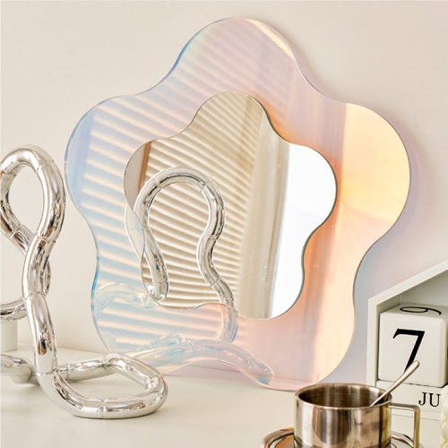 아크릴 홀로그램 오로라 화장대 인테리어 탁상 거울 플라워 2sizes