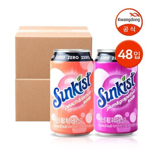제로 소다 355ml 자두자몽 24입 + 복숭아레몬 24입