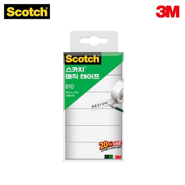 3M 980MZE55 스카치 매직테이프 오피스팩 리필 810R-6 18mm_이미지