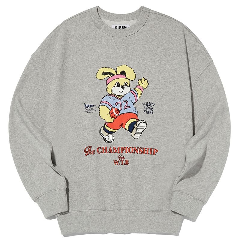 키르시 위티버니 럭비 플레이어 그래픽 맨투맨 멜란지 그레이 J41C2WFS01GYM_이미지