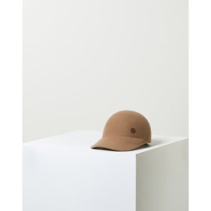 MAISON MICHEL 카멜 단색 토끼털 캡모 CWHE3F487CM