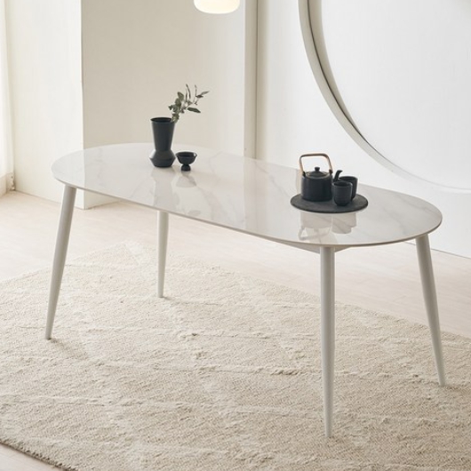 공간사이 루키 타원 세라믹 식탁 1600 (의자4개)_이미지