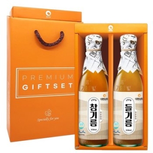  대현상회 저온압착 참기름 들기름 350ml 2병 선물세트 [1개]