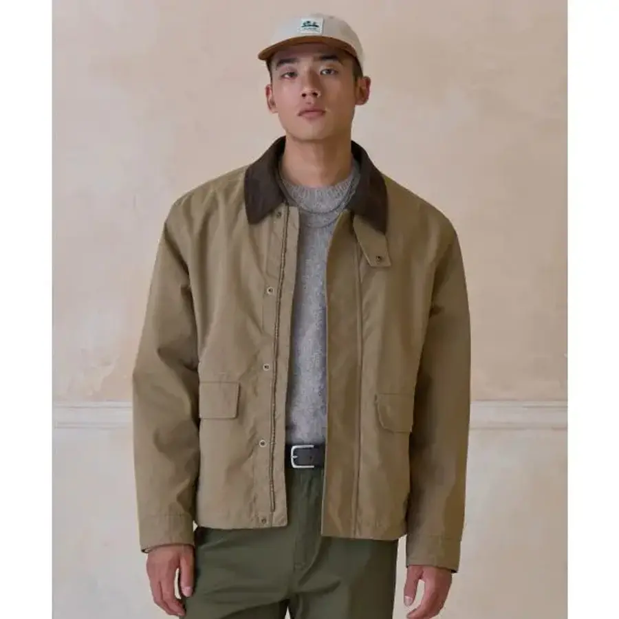 무신사 스탠다드 스탠다드 MUSINSA STANDARD 왁스드 CN 헌팅 재킷 카키 베이지 MMDJJ3Z07-KE 122382_이미지