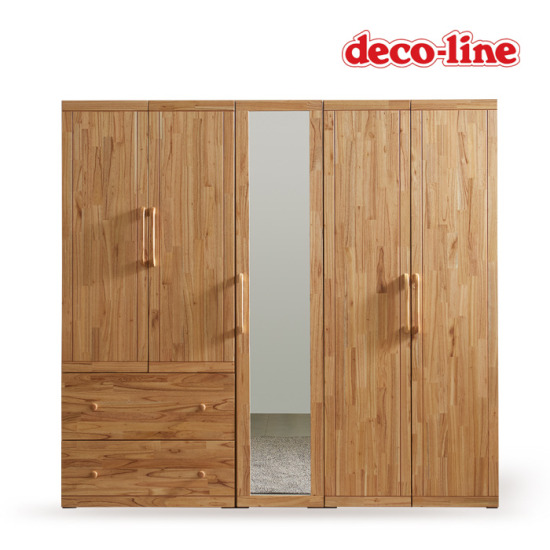 데코라인 코넬 참죽 원목 거울 옷장세트 2단서랍형 2000_이미지