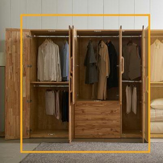 데코라인 코넬 참죽 원목 거울 옷장세트 2단서랍형 2000_이미지