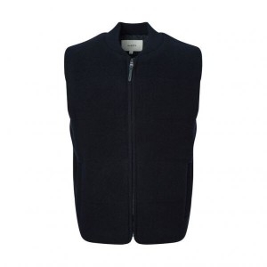 헤지스레이디스 스테디셀러 네이비 짜임 울 집업니트베스트 WHSW4D332N3