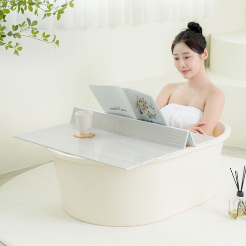 그린센스 마카롱 1인용 반신욕조 대형 (배수구O + 덮개 + 사우나커버)_이미지