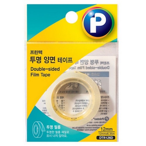 프린텍 투명 양면테이프 리필 DTR126D 12mm x 6.35m (1개)
