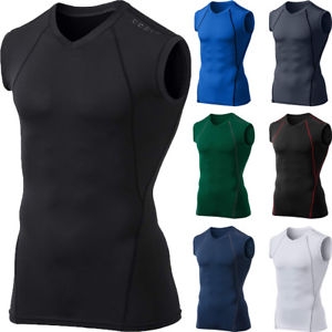  TSLA Baselayer Sleeveless V-Neck Compression Muscle Tank (MUV06)