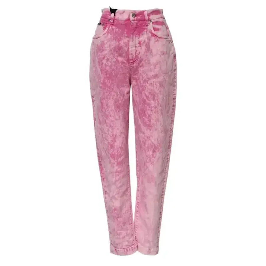 여성 청바지 핑크 타이 Dye High Waist Tapered 데님 진 133832 바지
