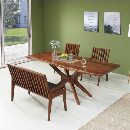 헤즈로 레스토 크로스 원목 식탁 1400 (접이식의자2개+접이식벤치1개)