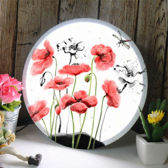 꾸밈 LED 양귀비꽃과잠자리 액자 무드등 45cm