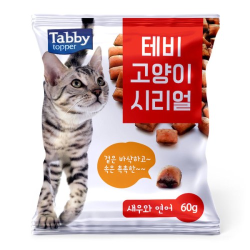 테비토퍼 테비 고양이시리얼 새우와 연어 60g (1개)