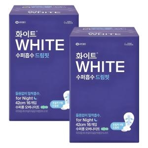 유한킴벌리 화이트 수퍼흡수 드림핏 수퍼롱 오버나이트 16개 (2팩(32개))
