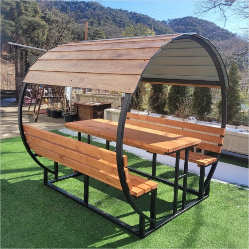 제이우드 파고라 원두막 야외테이블 타원형 6인용_이미지