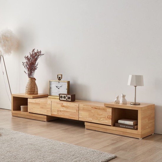 이노센트  그로우 고무나무 원목 익스텐션 거실장 2400