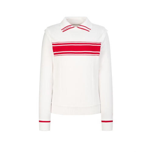 여성 저지소매 윙카라 스웨터 화이트 HWSW6A212OW_s