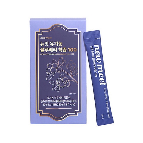 뉴밋 유기농 블루베리 착즙 100 20ml 14포 (1개)_이미지