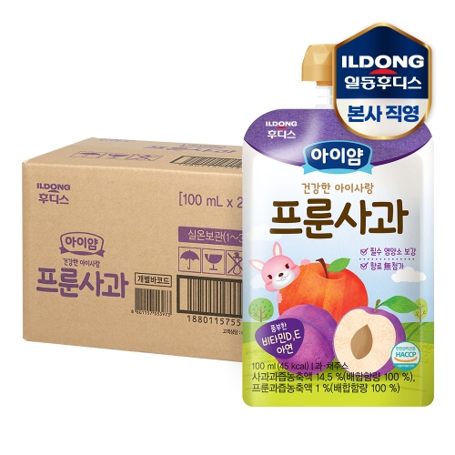 아이얌 건강한 아기사랑 주스 프룬사과 100ml (20개)_이미지