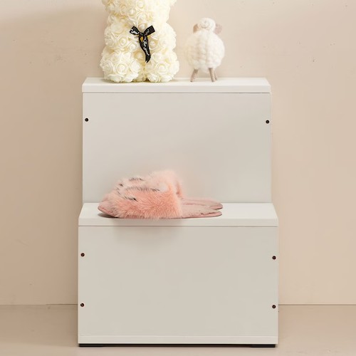 밤비 화이트 계단식 풋 수납장 400