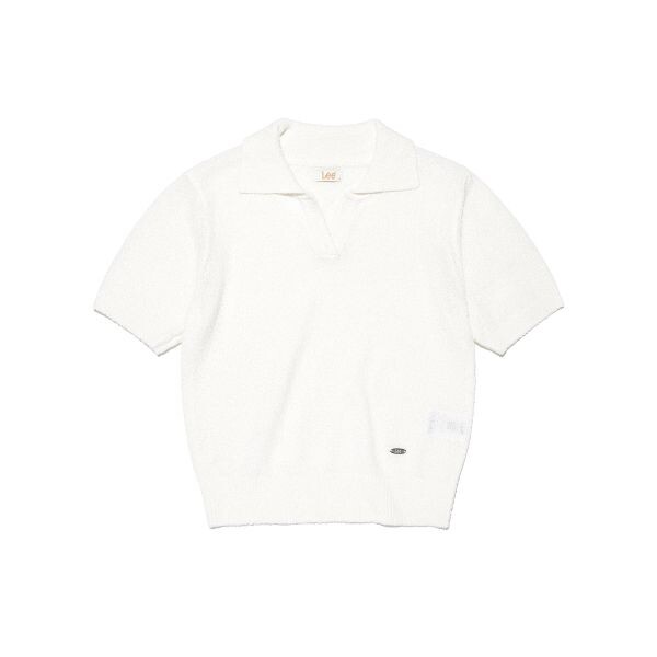 LEE 우먼 오픈 카라 니트 아이보리 LE2602KT65IV_이미지