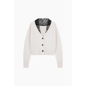 SISLEY 레이스장식 브이넥 니트 가디건 1M9AM6026