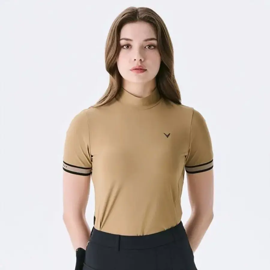 캘러웨이 여성 봄 프리미엄 반팔 하이넥 티셔츠 CWTH25S406 349043