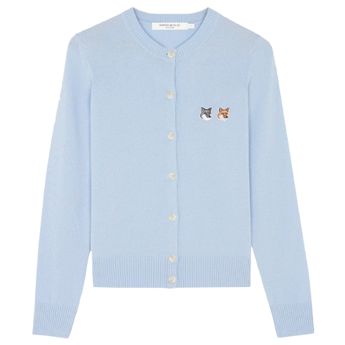 메종키츠네 더블 폭스 헤드 패치 가디건 GW00544KT1036 (P408, 스카이 블루)_이미지