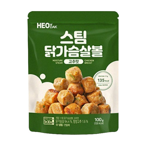 허닭 스팀 닭가슴살볼 고추맛 100g (20개)_이미지