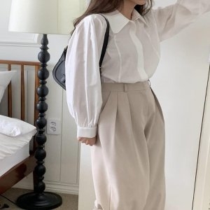 수프 KDH3064린에버 카라 여성 블라우스 링 볼륨 미니멀_이미지