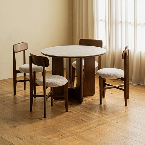 레트로하우스 오아르 린 세라믹 원형 식탁 1000 (의자4개)_이미지