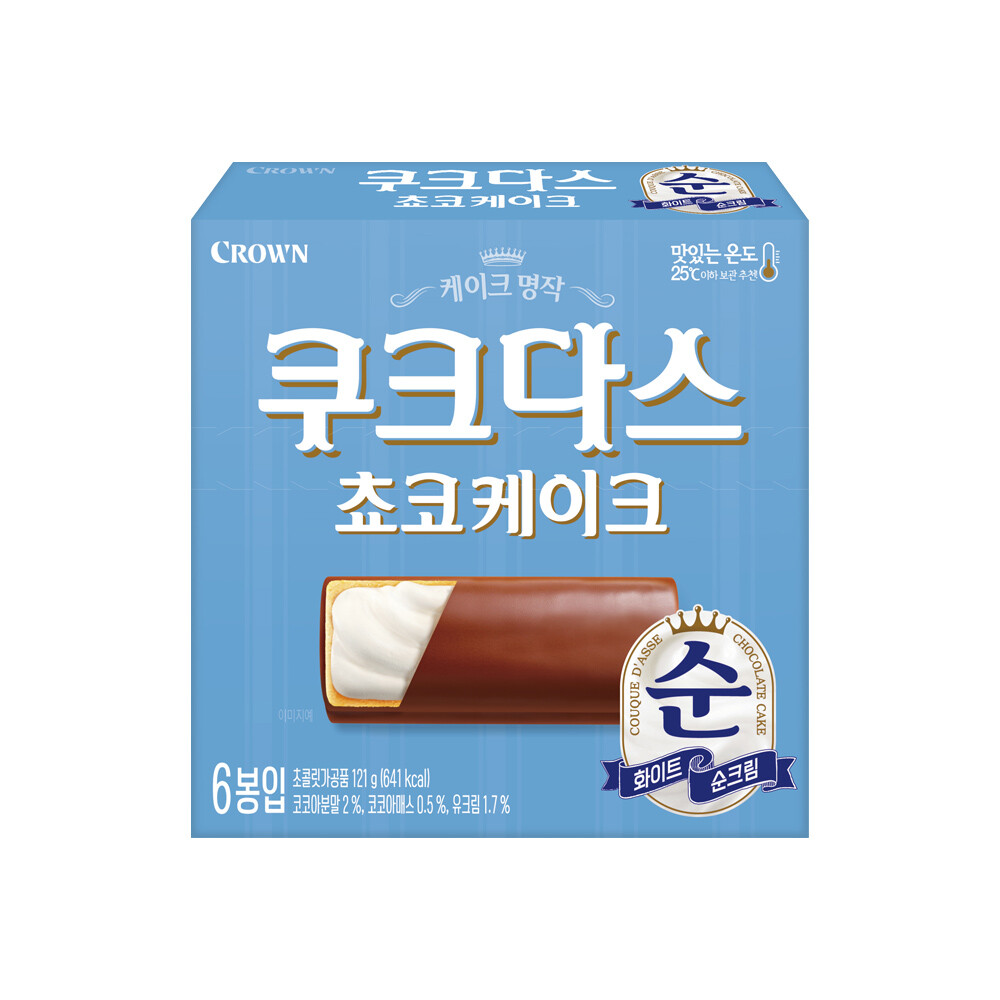 크라운제과 쿠크다스 쵸코케이크 121g (4개)