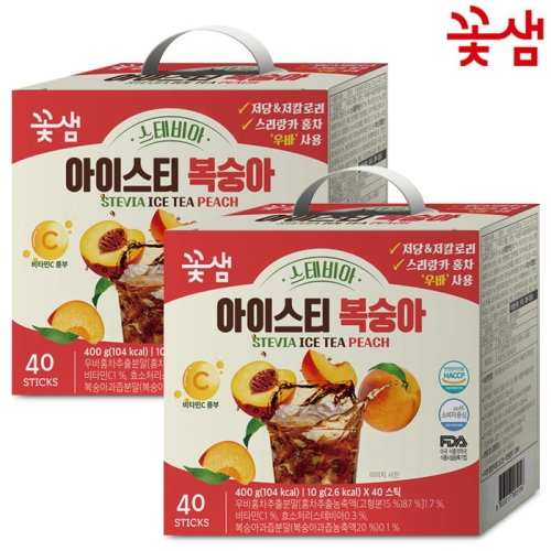 꽃샘식품 꽃샘 스테비아 아이스티 복숭아 40개입 [2개]