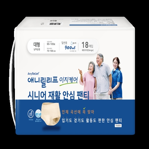 이앤더블유 애니릴리프 이지케어 시니어 재활 안심 팬티 대형 18개 (1팩(18개))_이미지