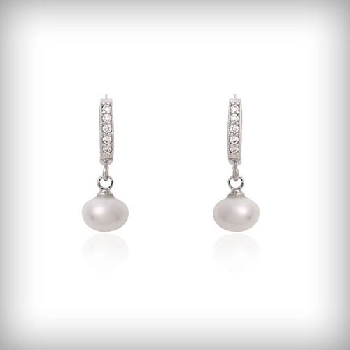 미니아트 14K 골드핀 담수 진주 드롭 실버 귀걸이 W651224