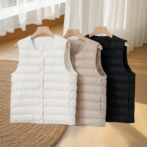 아이우먼 빅사이즈패딩조끼 R301L501 물결경량패딩단추베스트 DK