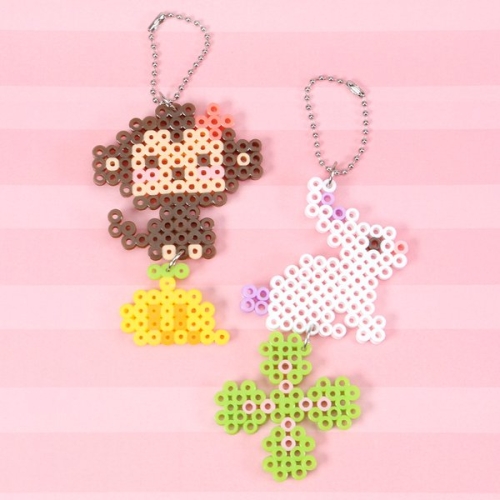 러닝리소스 가베가족 D.I.Y 컬러비즈 키링 원숭이와 바나나/토끼와 네잎클로버 KS0505_이미지