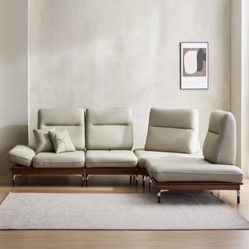 디에르 위노 코너 A형 원목 스윙 천연통가죽 소파 4인용