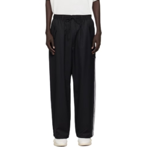 요지야마모토 블랙 리파인 울 스트레이트 핏 트랙 팬츠 JX7275 TP8622704