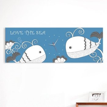 꾸밈 고래커플의 행복한 바다 대형 노프레임 벽시계