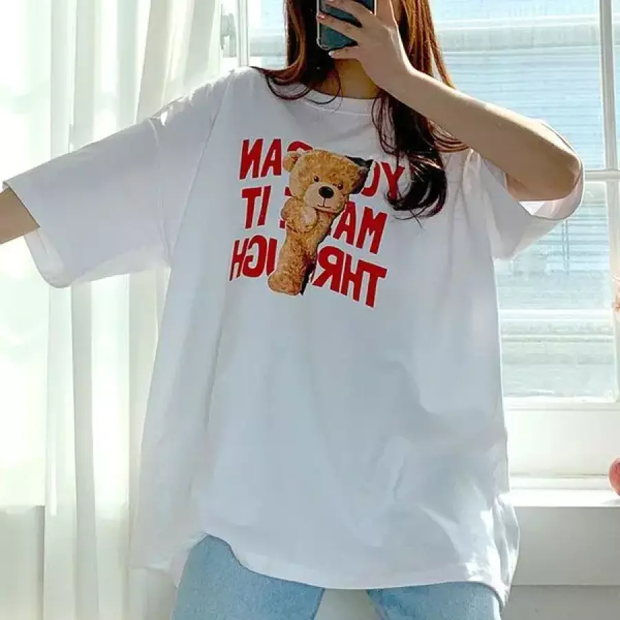 아이우먼 착시베어박시티셔츠 BUY234M607 빅사이즈