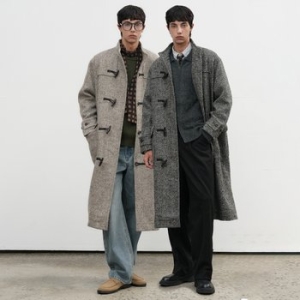 제너럴아이디어 MAN 헤링본 하이넥 더플 코트 BLACK SBE3M10012