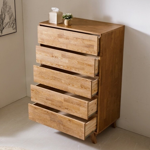 동서가구  네오 네모닉 고무나무 원목 광폭 대형 5단 서랍장 900
