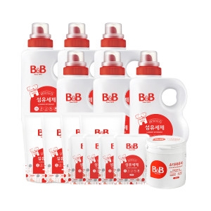 B&B 섬유세제 1500ml 용기형 6입+800ml 세제6입+50ml 6입+소다파우더_EB21_이미지