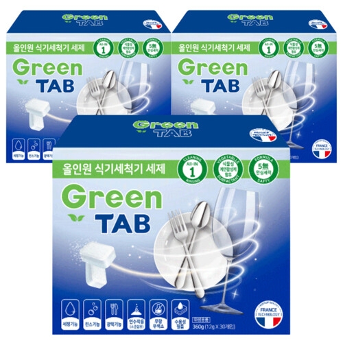 자우버 그린탭 올인원 식기세척기 전용세제 12g 30개입 3팩