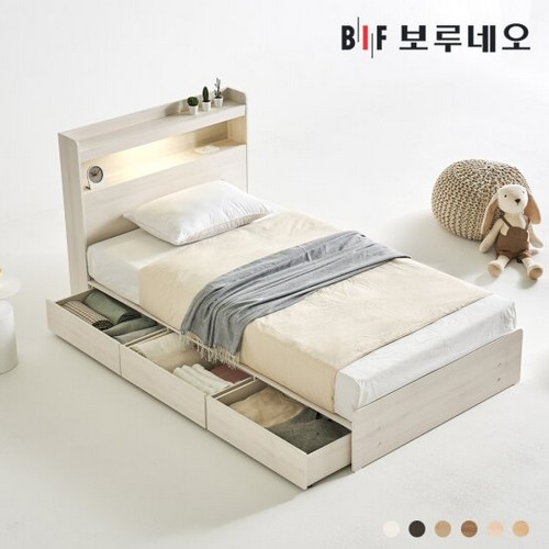 BIF보루네오 리즈Po 3서랍 수납 LED침대 SS (유로탑독립)_이미지