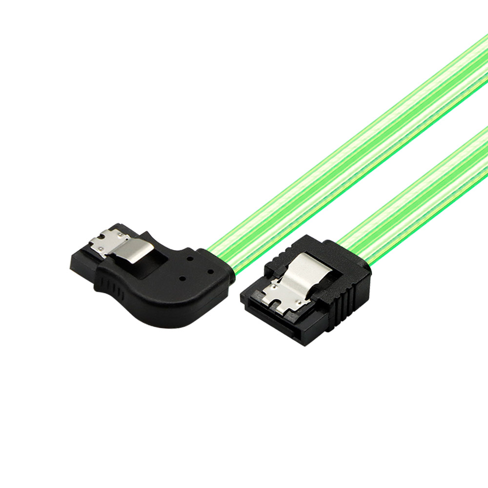 SATA3 케이블 L형 투명 그린