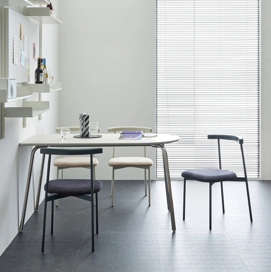 한샘 미나 스테인리스 반타원 식탁 1400 (의자별도)