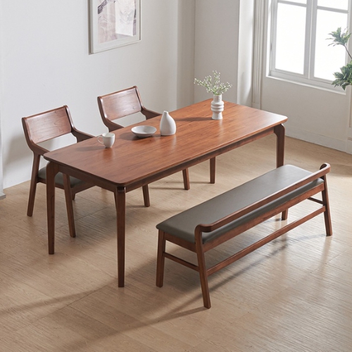 라로퍼니처 라인 참죽나무 원목 식탁 1900 (의자2개+벤치1개)_이미지